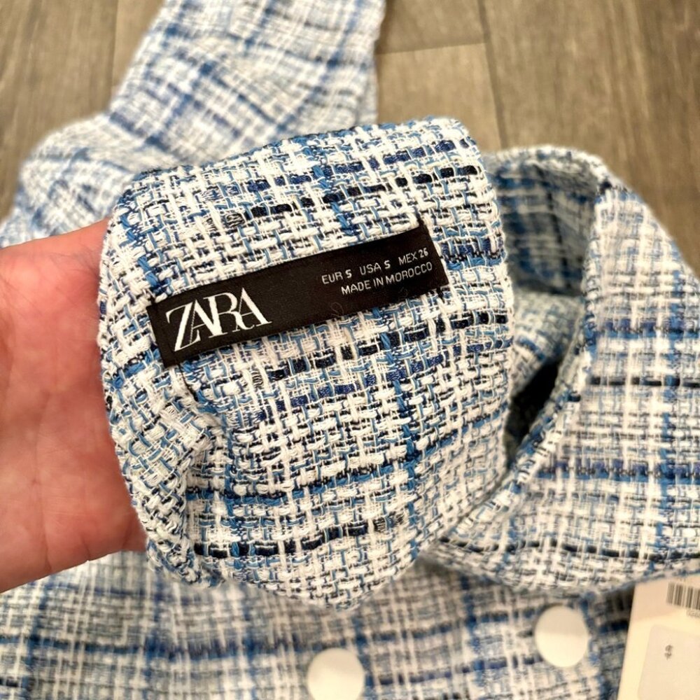 NWT Zara Tweed Plaid Pinafore Overall Mini Dress - Picture 6 of 6